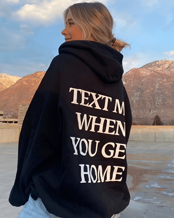 UrbanOutfits Women Oversized Hoodie Black / Cotton-Fleece / S Text me when you get home- Women Oversized Hoodie
