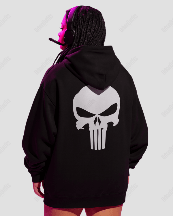 UrbanOutfits Women Oversized Hoodie Black / Cotton-Fleece / S The punisher - Women Oversized Hoodie