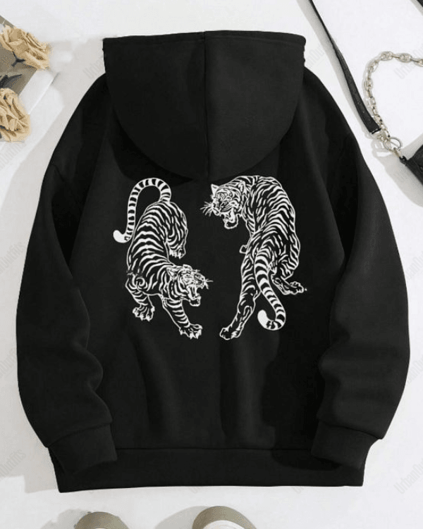 UrbanOutfits Women Oversized Hoodie Black / Cotton-Fleece / S Tiger - Women Oversized Hoodie