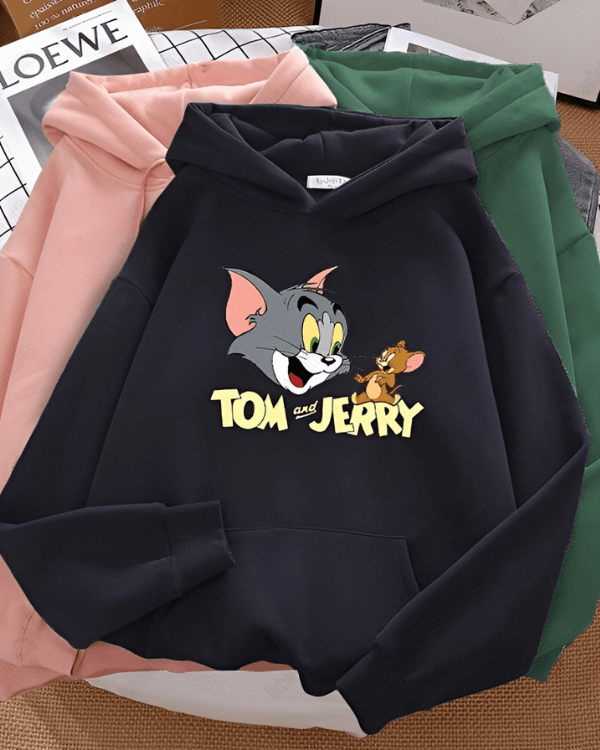 UrbanOutfits Women Oversized Hoodie Black / Cotton-Fleece / S Tom & Jerry - Women Oversized Hoodie