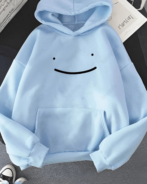 UrbanOutfits Women Oversized Hoodie Blue / Cotton-Fleece / S Happy face  - Women Oversized Hoodie