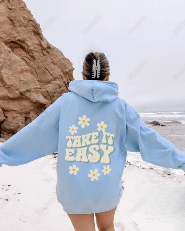 UrbanOutfits Women Oversized Hoodie Blue / Cotton-Fleece / S Take It Easy - Women Oversized Hoodie
