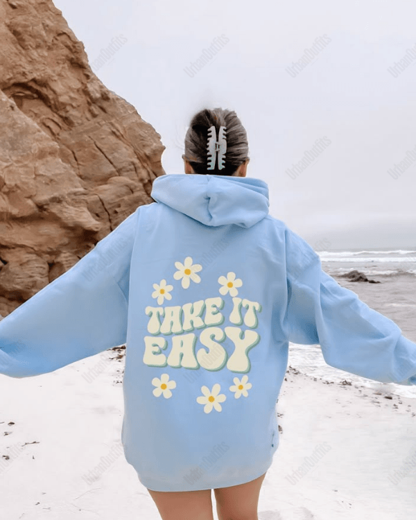 UrbanOutfits Women Oversized Hoodie Blue / Cotton-Fleece / S Take it Easy - Women Oversized Hoodie