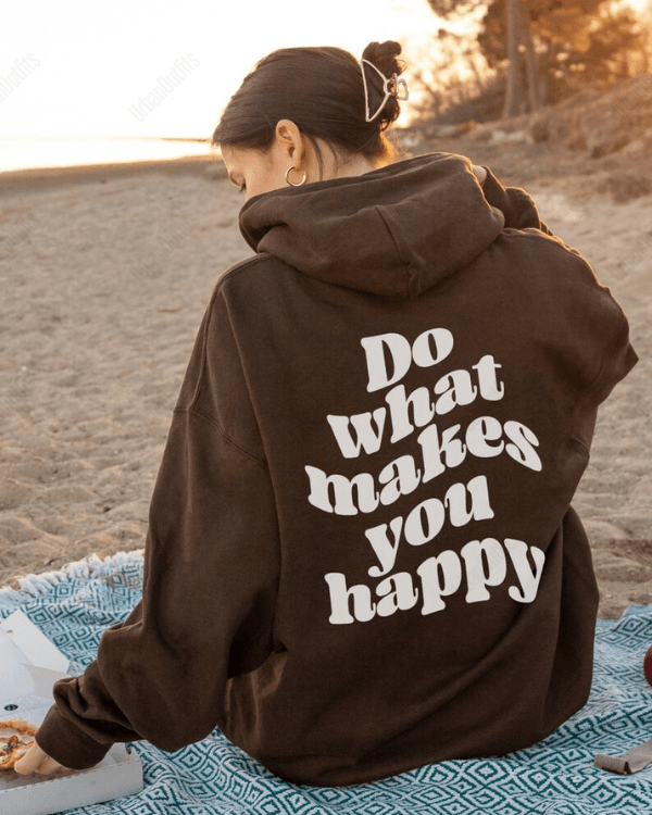 UrbanOutfits Women Oversized Hoodie Brown / Cotton-Fleece / S Do what makes you happy - Women Oversized Hoodie