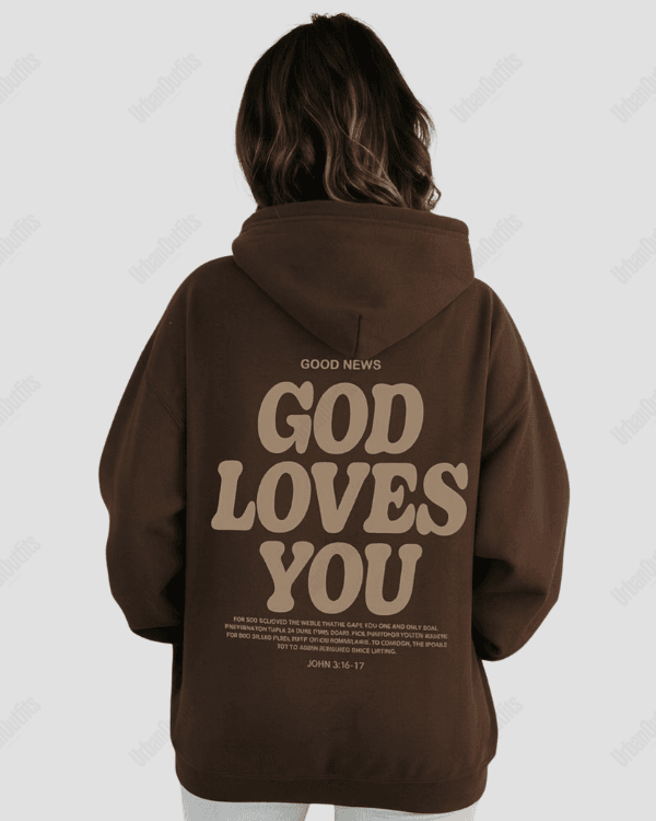 UrbanOutfits Women Oversized Hoodie Brown / Cotton-Fleece / S GOD LOVES YOU - Women Oversized Hoodie