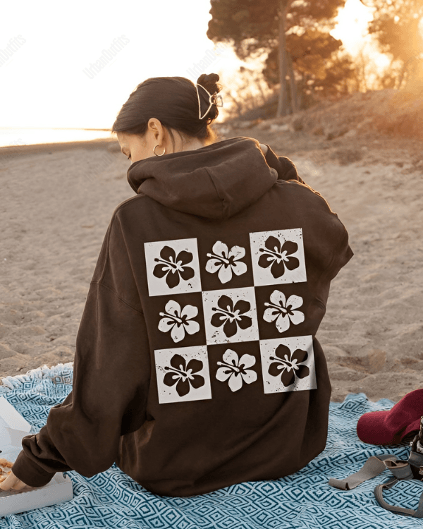 UrbanOutfits Women Oversized Hoodie Brown / Cotton-Fleece / S Hibiscus -  Women Oversized Hoodie