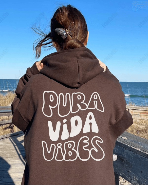 UrbanOutfits Women Oversized Hoodie Brown / Cotton-Fleece / S Pura vida vibes - Women Oversized Hoodie