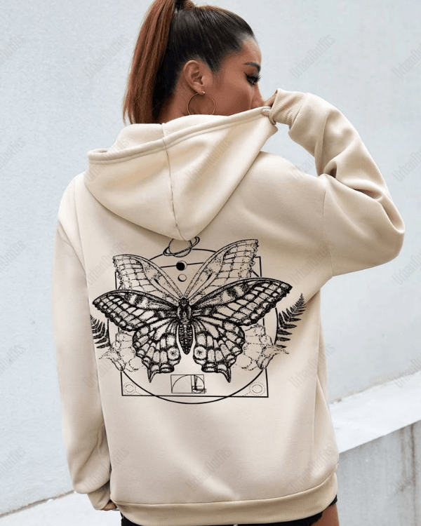 UrbanOutfits Women Oversized Hoodie Creamy / Cotton-Fleece / S Butterfly - Women Oversized Hoodie