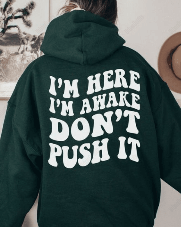 UrbanOutfits Women Oversized Hoodie Dark green / Cotton-Fleece / S Don't Push It - Women Oversized Hoodie