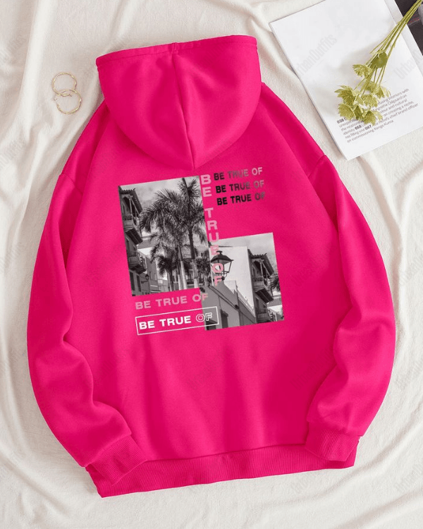 UrbanOutfits Women Oversized Hoodie Fuchsia / Cotton-Fleece / S Be true of - Women Oversized Hoodie