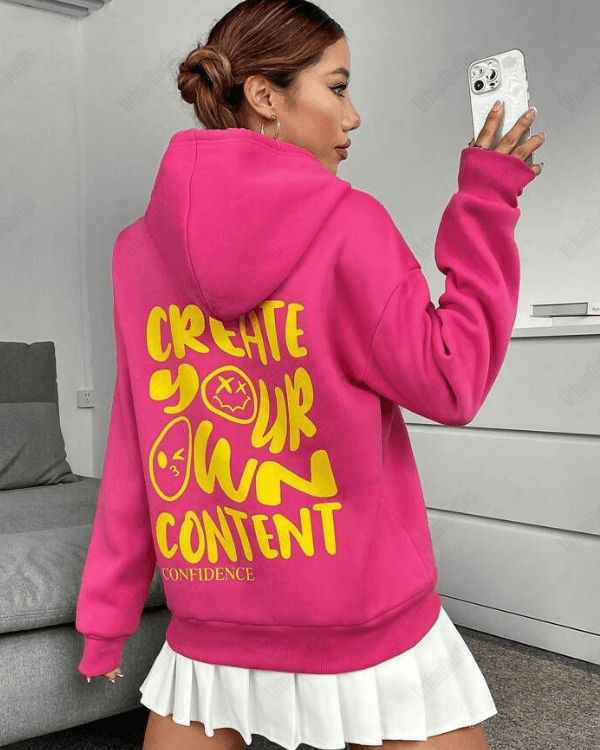 UrbanOutfits Women Oversized Hoodie Fuchsia / Cotton-Fleece / S Create your own content - Women Oversized Hoodie