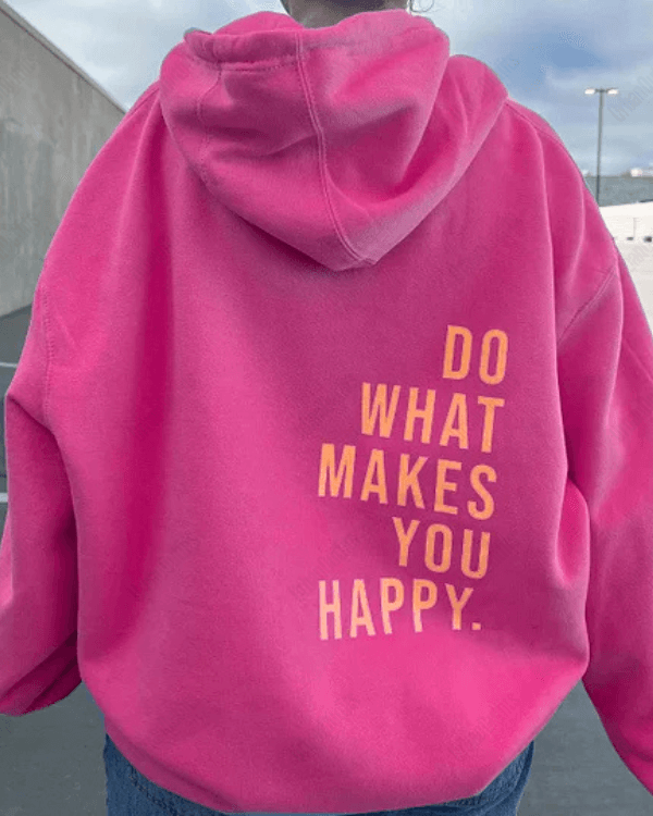 UrbanOutfits Women Oversized Hoodie Fuchsia / Cotton-Fleece / S Do What Makes You Happy - Women Oversized Hoodie