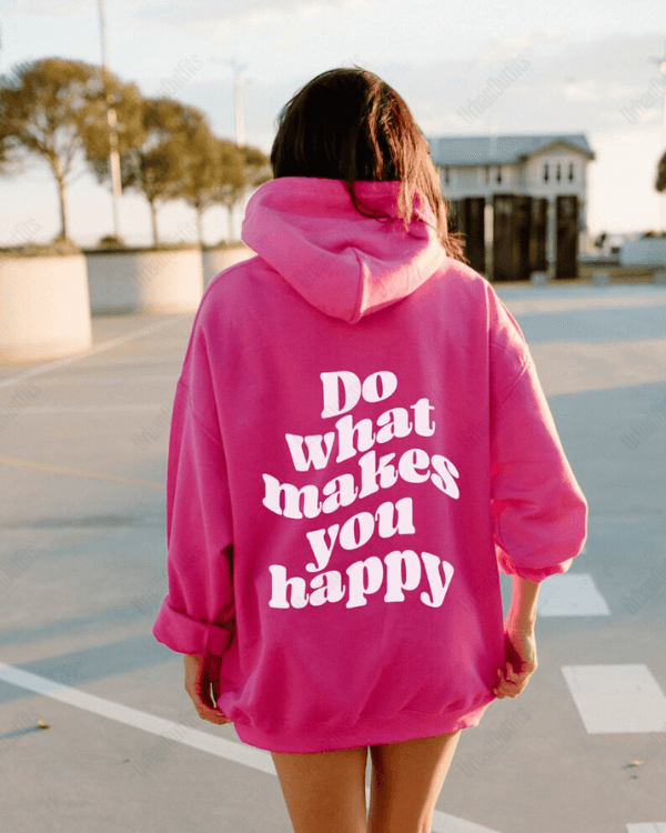 UrbanOutfits Women Oversized Hoodie Fuchsia / Cotton-Fleece / S Do what makes you happy - Women Oversized Hoodie