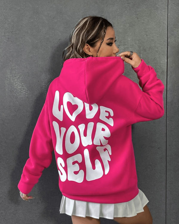 UrbanOutfits Women Oversized Hoodie Fuchsia / Cotton-Fleece / S Love Your Self - Women Oversized Hoodie