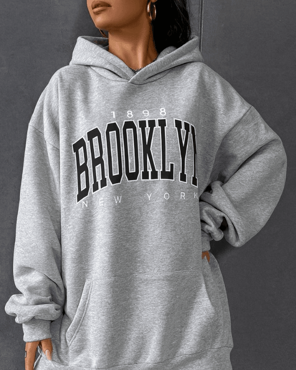 UrbanOutfits Women Oversized Hoodie Gray / Cotton-Fleece / S BROOKLYN - Women Oversized Hoodie