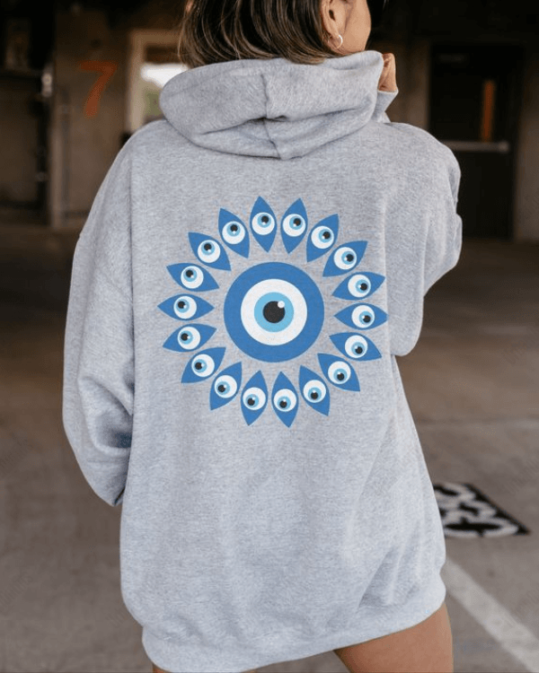 UrbanOutfits Women Oversized Hoodie Gray / Cotton-Fleece / S Evil Eye - Women Oversized Hoodie