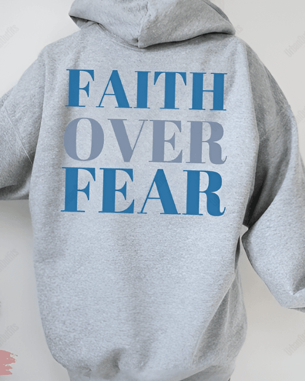 UrbanOutfits Women Oversized Hoodie Gray / Cotton-Fleece / S Faith Over Fear - Women Oversized Hoodie