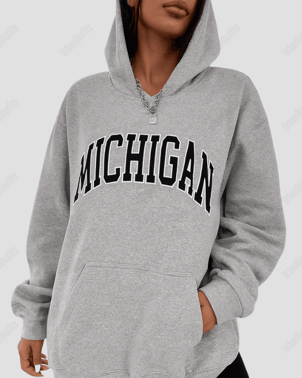 UrbanOutfits Women Oversized Hoodie Gray / Cotton-Fleece / S Michigan - Women Oversized Hoodie