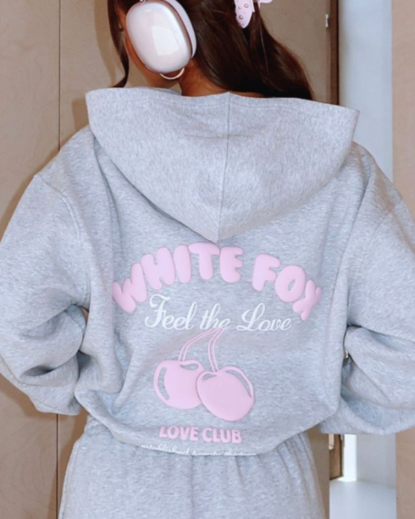 UrbanOutfits Women Oversized Hoodie Gray / Cotton-Fleece / S ' White Fox '  Women Oversized Hoodie