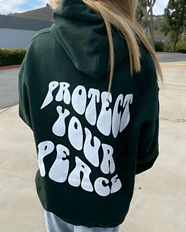 UrbanOutfits Women Oversized Hoodie Green / Cotton-Fleece / S Protect Your Peace - Women Oversized Hoodie