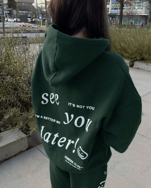 UrbanOutfits Women Oversized Hoodie Green / Cotton-Fleece / S SEE YOU LATER - Women Oversized Hoodie