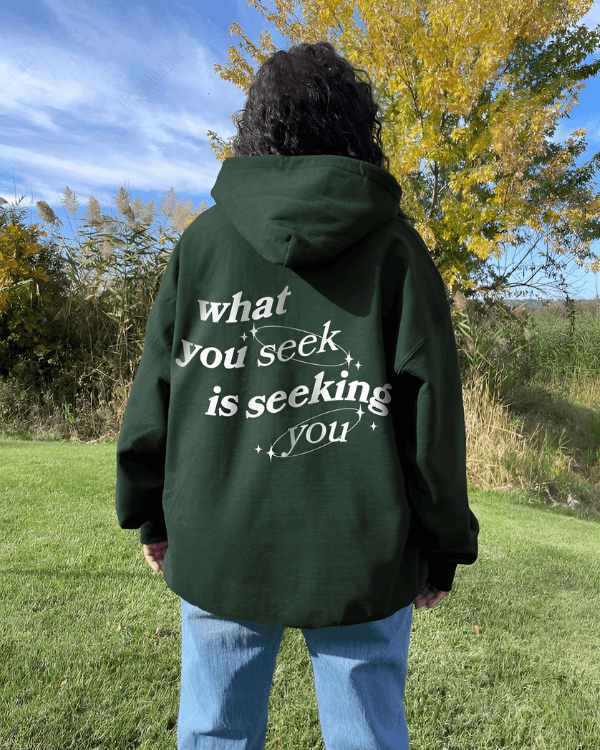 UrbanOutfits Women Oversized Hoodie Green / Cotton-Fleece / S What you seek is seeking you - Women Oversized Hoodie