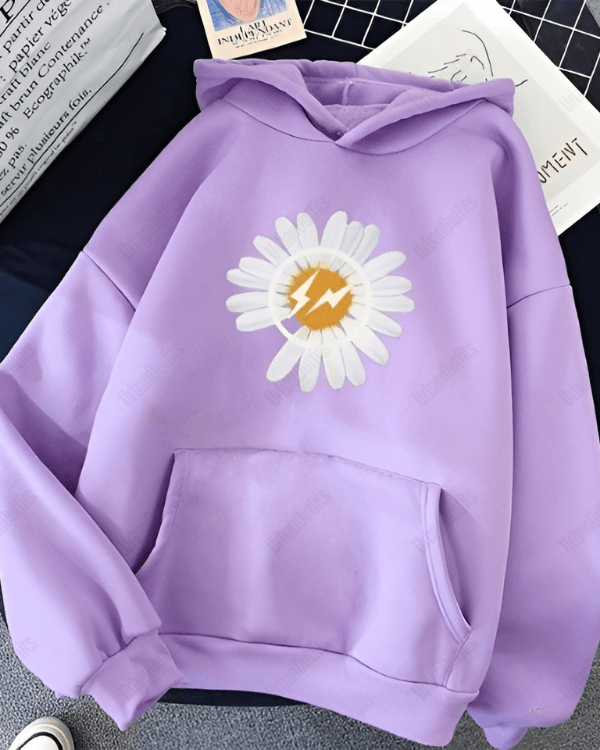 UrbanOutfits Women Oversized Hoodie Light purple / Cotton-Fleece / S Flower - Women Oversized Hoodie