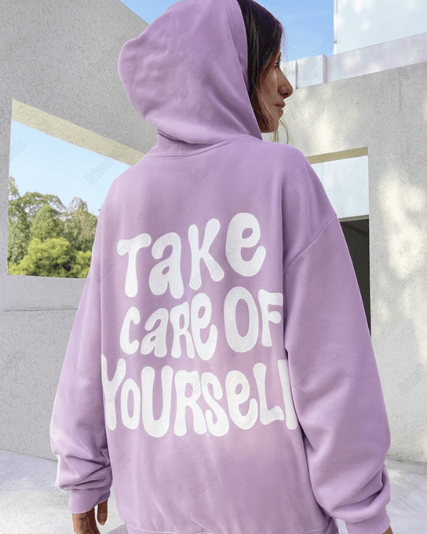 UrbanOutfits Women Oversized Hoodie light purple / Cotton-Fleece / S Take care of youself - Women Oversized Hoodie
