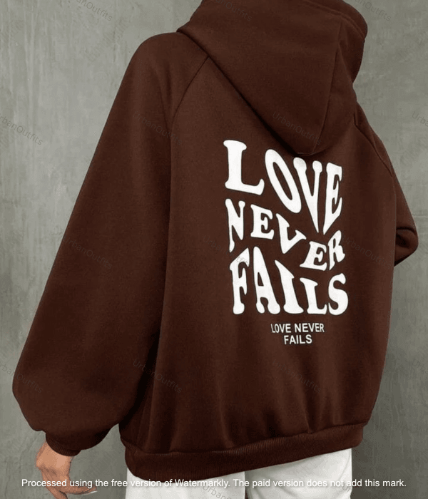 UrbanOutfits Women Oversized Hoodie 'Love never fails ' Oversized Hoodie