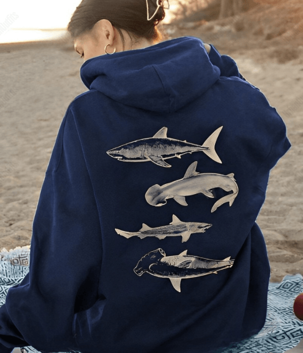 UrbanOutfits Women Oversized Hoodie navy / Cotton-Fleece / S Sharks Oversized Hoodie