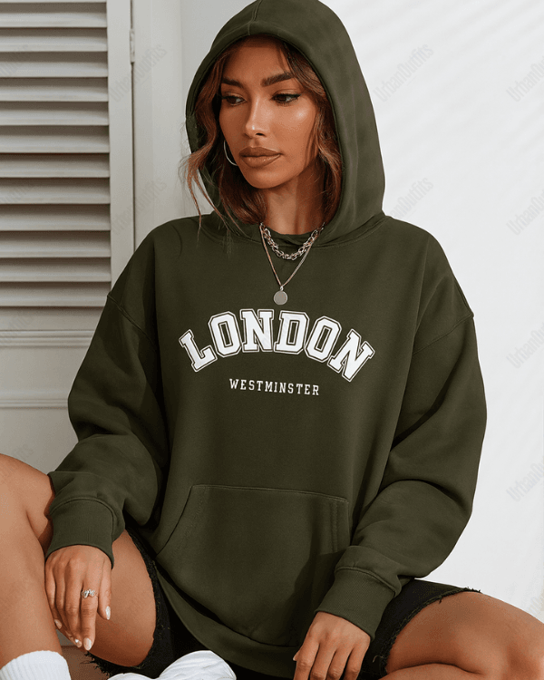 UrbanOutfits Women Oversized Hoodie olive green / Cotton-Fleece / S LONDON - Women Oversized Hoodie