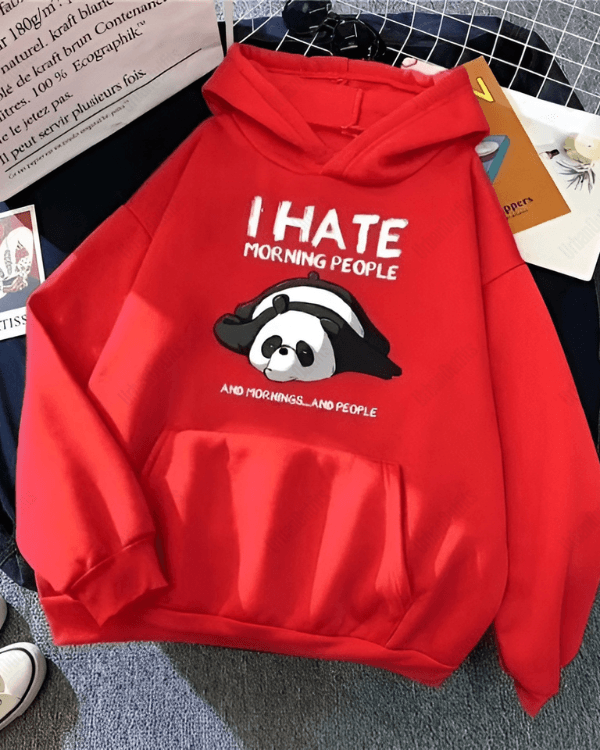 UrbanOutfits Women Oversized Hoodie Red / Cotton-Fleece / S I hate morning people - Women Oversized Hoodie