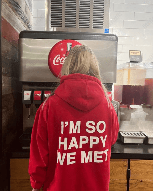 UrbanOutfits Women Oversized Hoodie Red / Cotton-Fleece / S I'm So Happy We Met - Women Oversized Hoodie