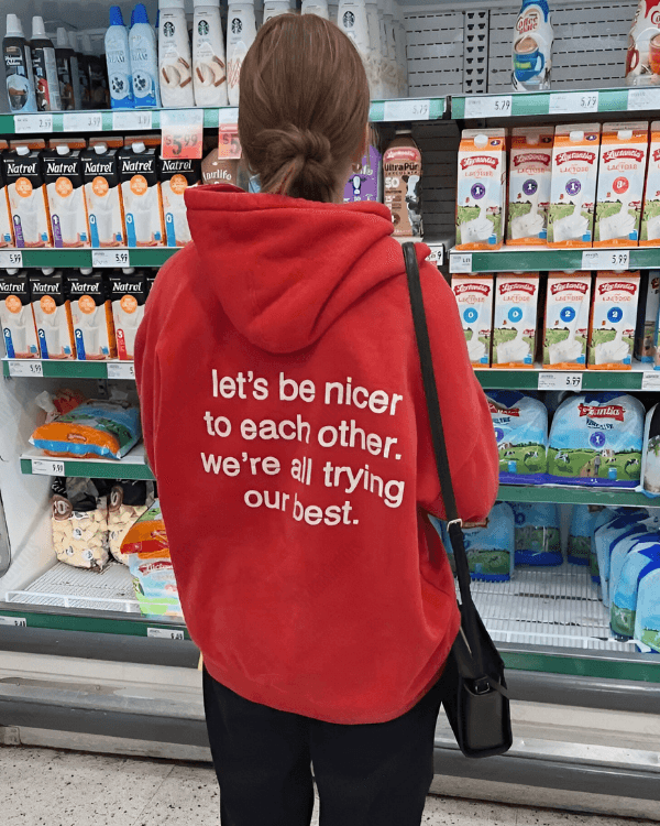 UrbanOutfits Women Oversized Hoodie Red / Cotton-Fleece / S Let's be nicer - Women Oversized Hoodie