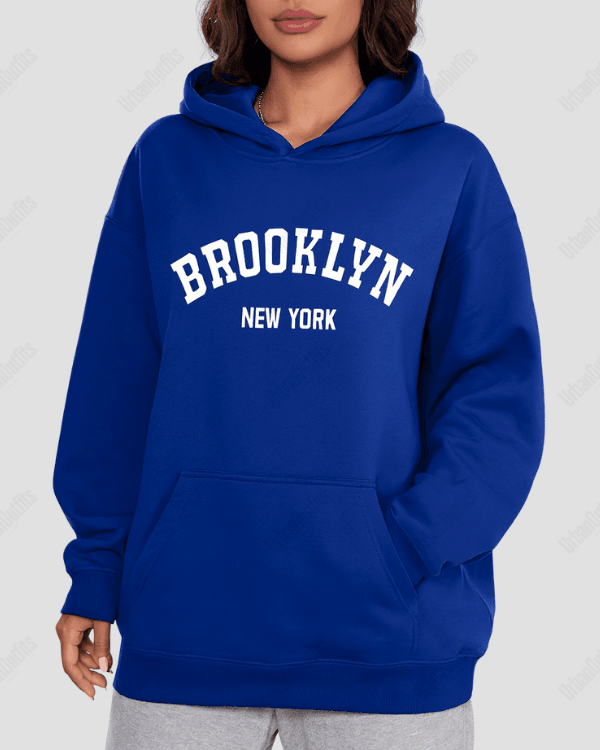 UrbanOutfits Women Oversized Hoodie Royal Blue / Cotton-Fleece / S BROOKLYN - Women Oversized Hoodie