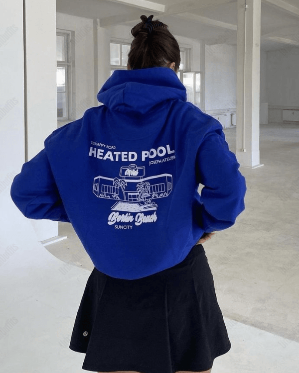UrbanOutfits Women Oversized Hoodie Royal Blue / Cotton-Fleece / S Heated Pool - Women Oversized Hoodie