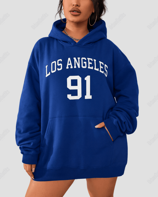 UrbanOutfits Women Oversized Hoodie Royal Blue / Cotton-Fleece / S Los Angeles - Women Oversized Hoodie