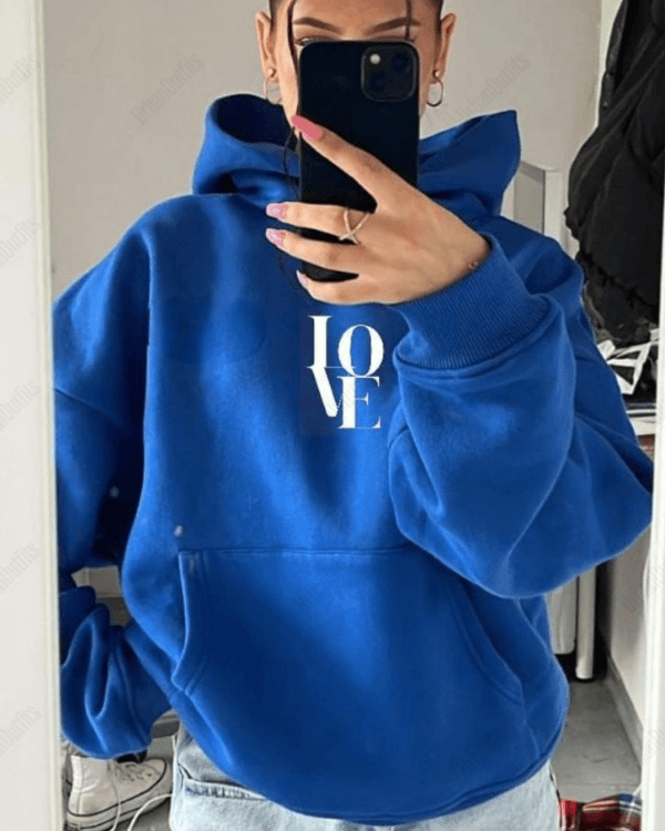 UrbanOutfits Women Oversized Hoodie Royal Blue / Cotton-Fleece / S Love - Women Oversized Hoodie