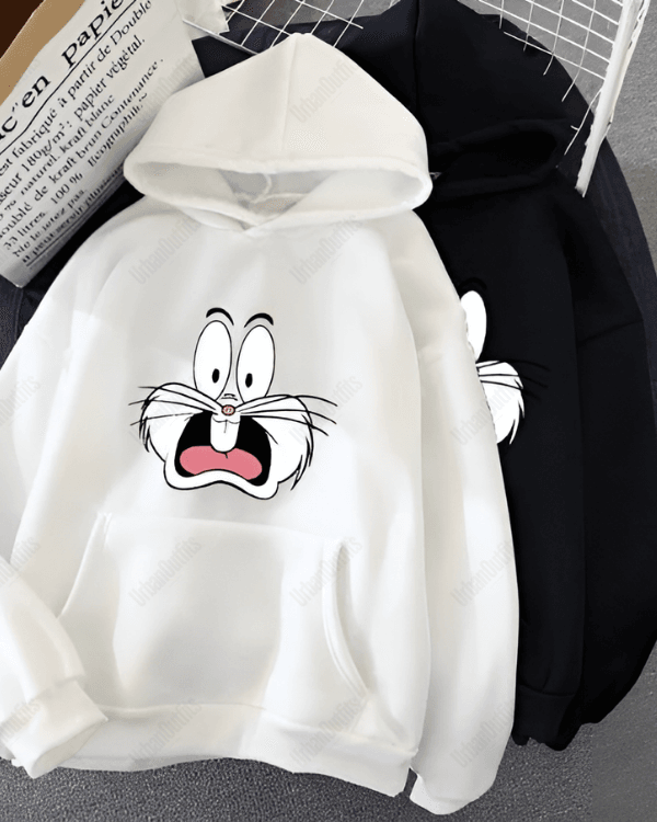 UrbanOutfits Women Oversized Hoodie White / Cotton-Fleece / S Bunny - Women Oversized Hoodie