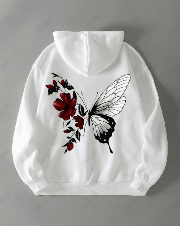 UrbanOutfits Women Oversized Hoodie White / Cotton-Fleece / S Butterfly - Women Oversized Hoodie