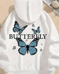 UrbanOutfits Women Oversized Hoodie White / Cotton-Fleece / S BUTTERFLY - Women Oversized Hoodie