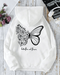 UrbanOutfits Women Oversized Hoodie White / Cotton-Fleece / S Butterfly - Women Oversized Hoodie