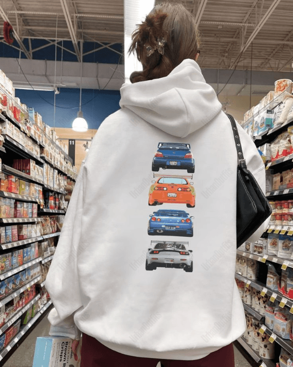 UrbanOutfits Women Oversized Hoodie White / Cotton-Fleece / S Cars - Women Oversized Hoodie