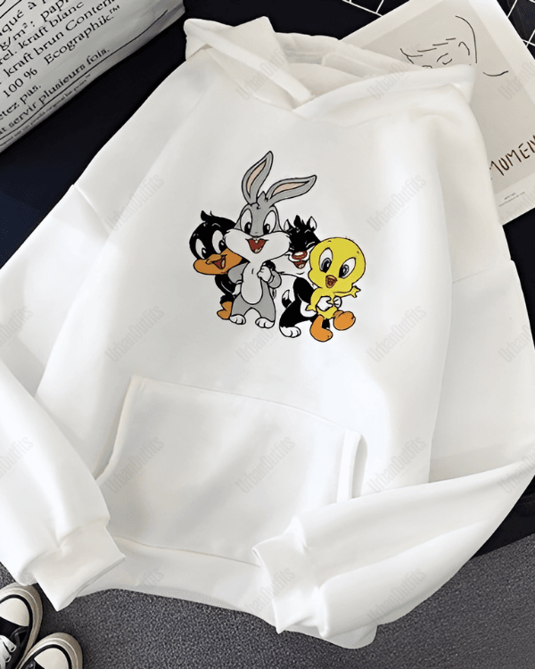 UrbanOutfits Women Oversized Hoodie White / Cotton-Fleece / S Cartoon - Women Oversized Hoodie