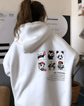 UrbanOutfits Women Oversized Hoodie White / Cotton-Fleece / S Cartoon- Women Oversized Hoodie