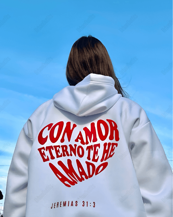 UrbanOutfits Women Oversized Hoodie White / Cotton-Fleece / S Con amor - Women Oversized Hoodie
