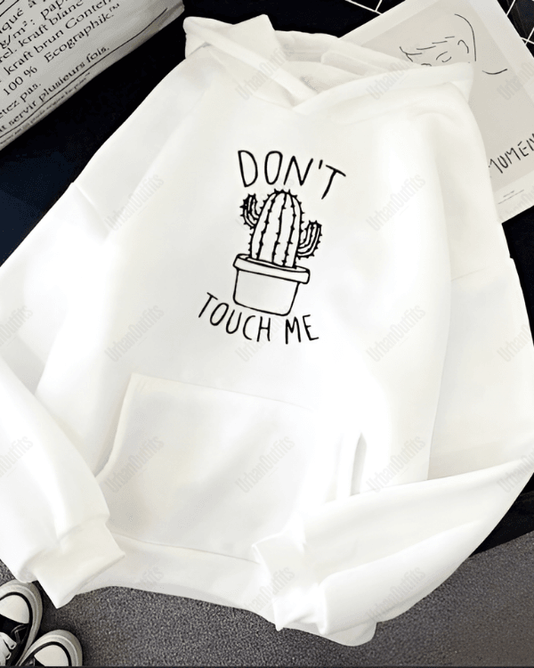 UrbanOutfits Women Oversized Hoodie White / Cotton-Fleece / S Don't Touch Me - Women Oversized Hoodie