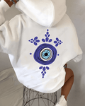 UrbanOutfits Women Oversized Hoodie White / Cotton-Fleece / S Evil Eye - Women Oversized Hoodie