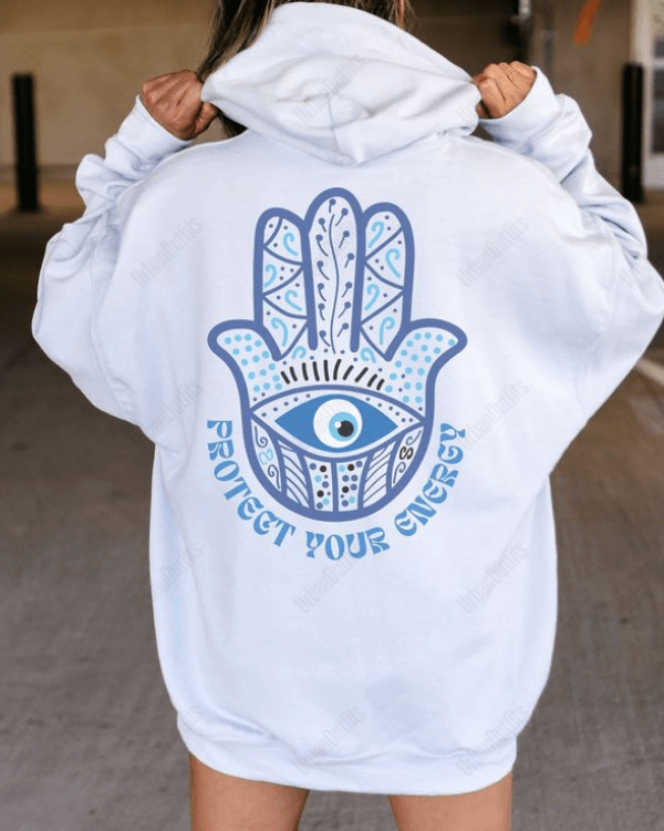 UrbanOutfits Women Oversized Hoodie White / Cotton-Fleece / S Eye Evil - Women Oversized Hoodie