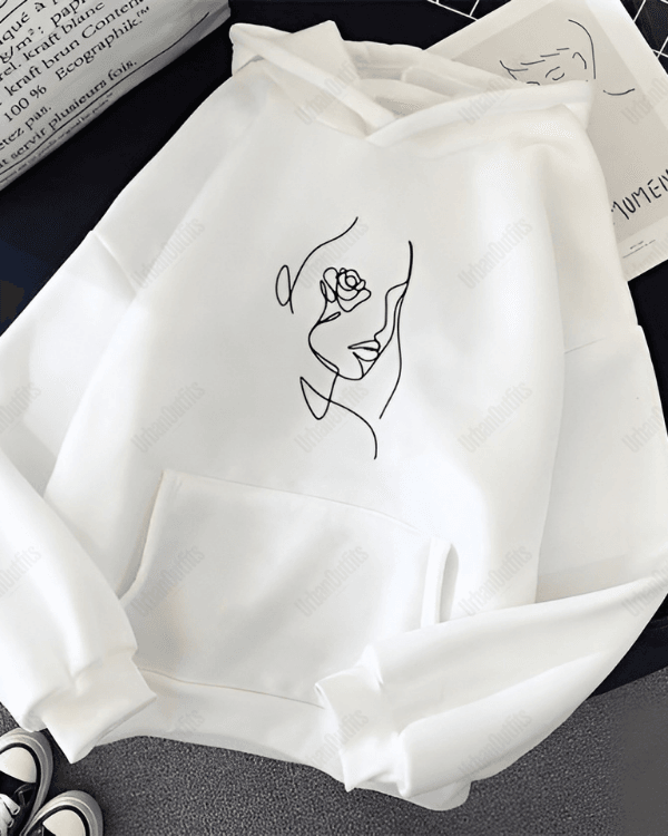 UrbanOutfits Women Oversized Hoodie White / Cotton-Fleece / S Face - Women Oversized Hoodie